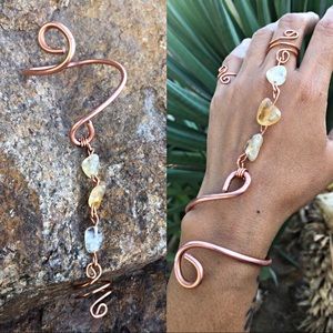Adjustable Citrine Bracelet/Ring Combo